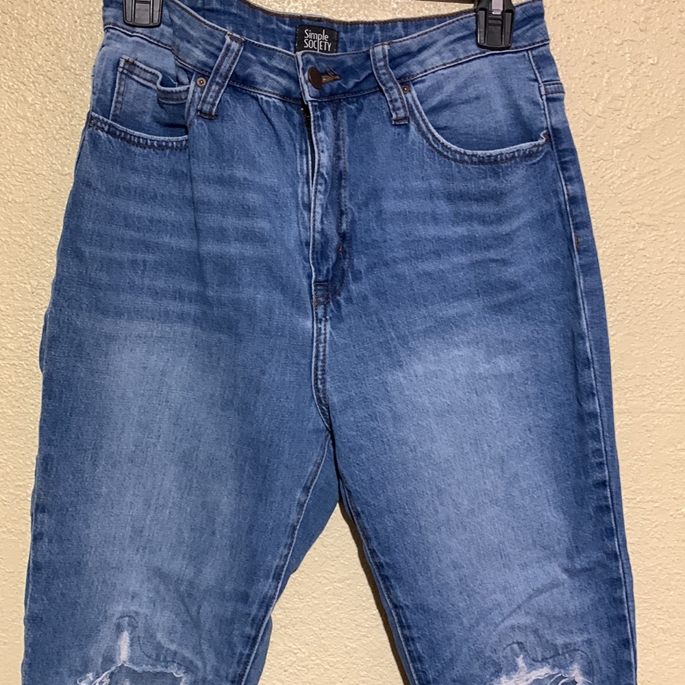 Simple Society Jeans Med Wash Ripped Skinny Ankle Cropped Junior Size 11/30 - Picture 4 of 15